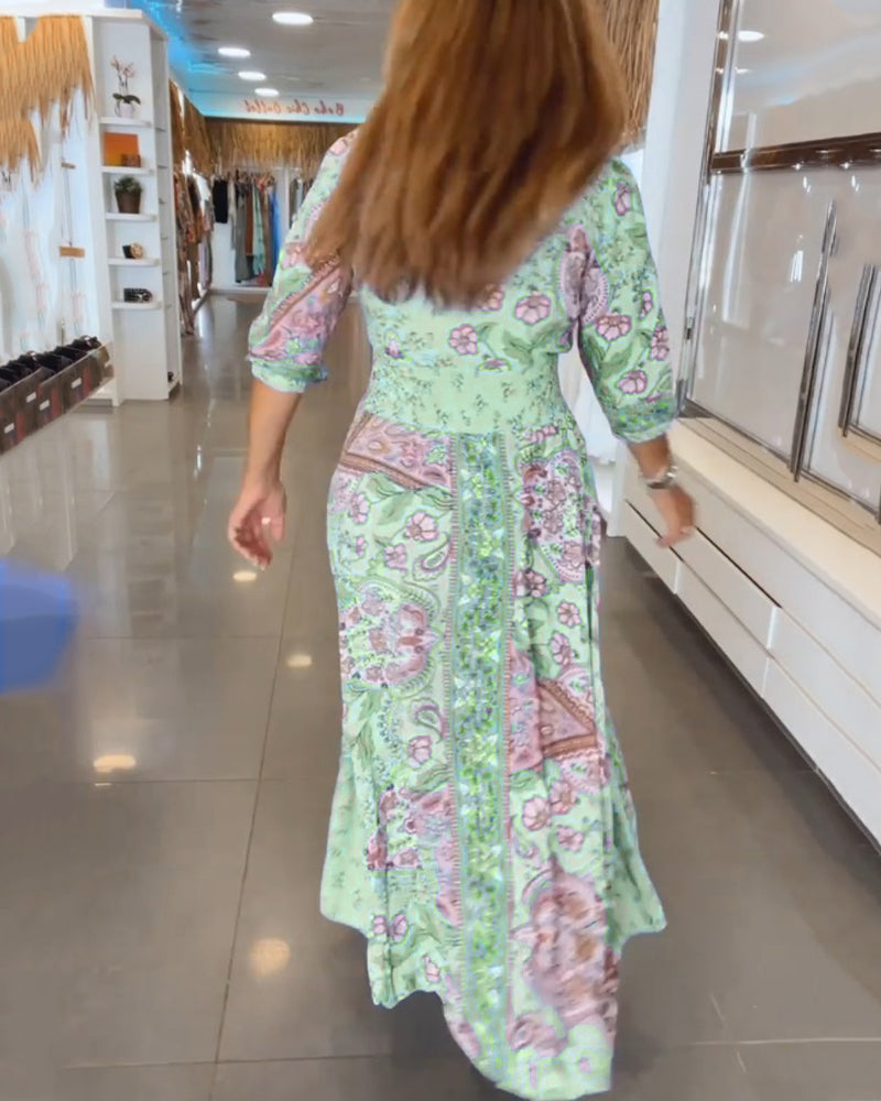 Karen | Bohemian Tie Waist Maxi Dress