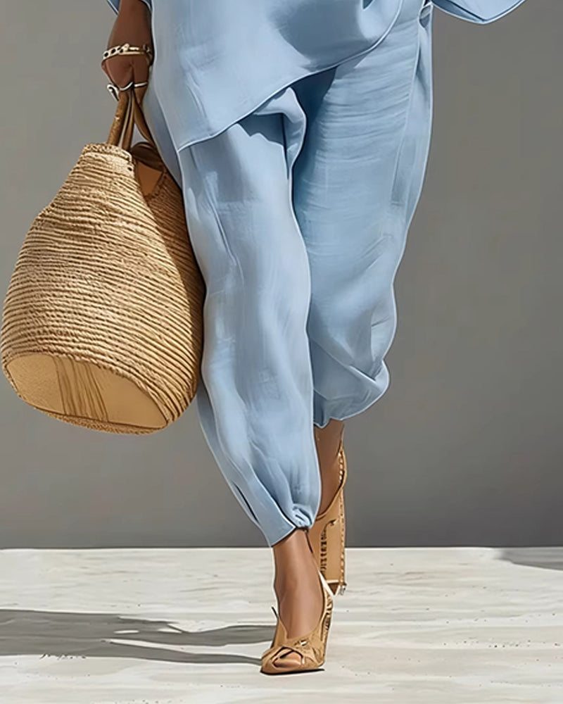 Set V-Neck Relaxed Sleeve Casual