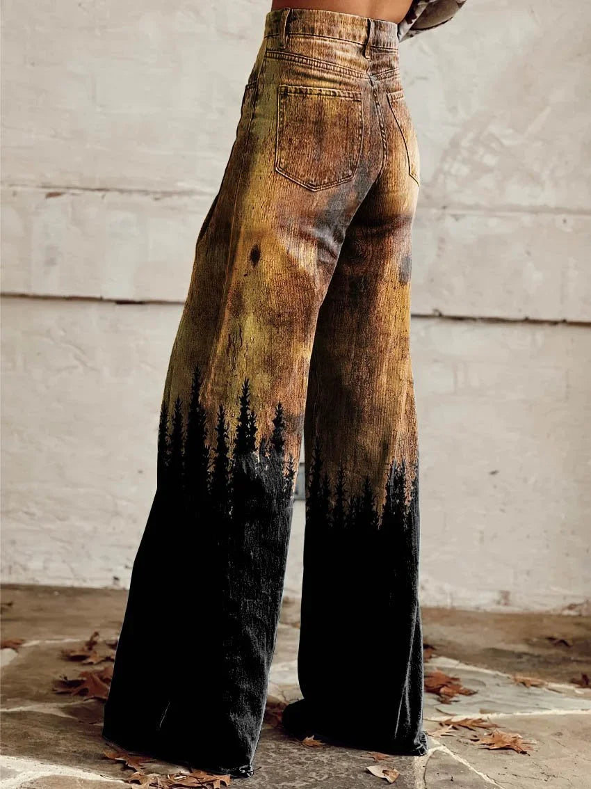 Joanna | Rustic Forest Wide-Leg Jeans