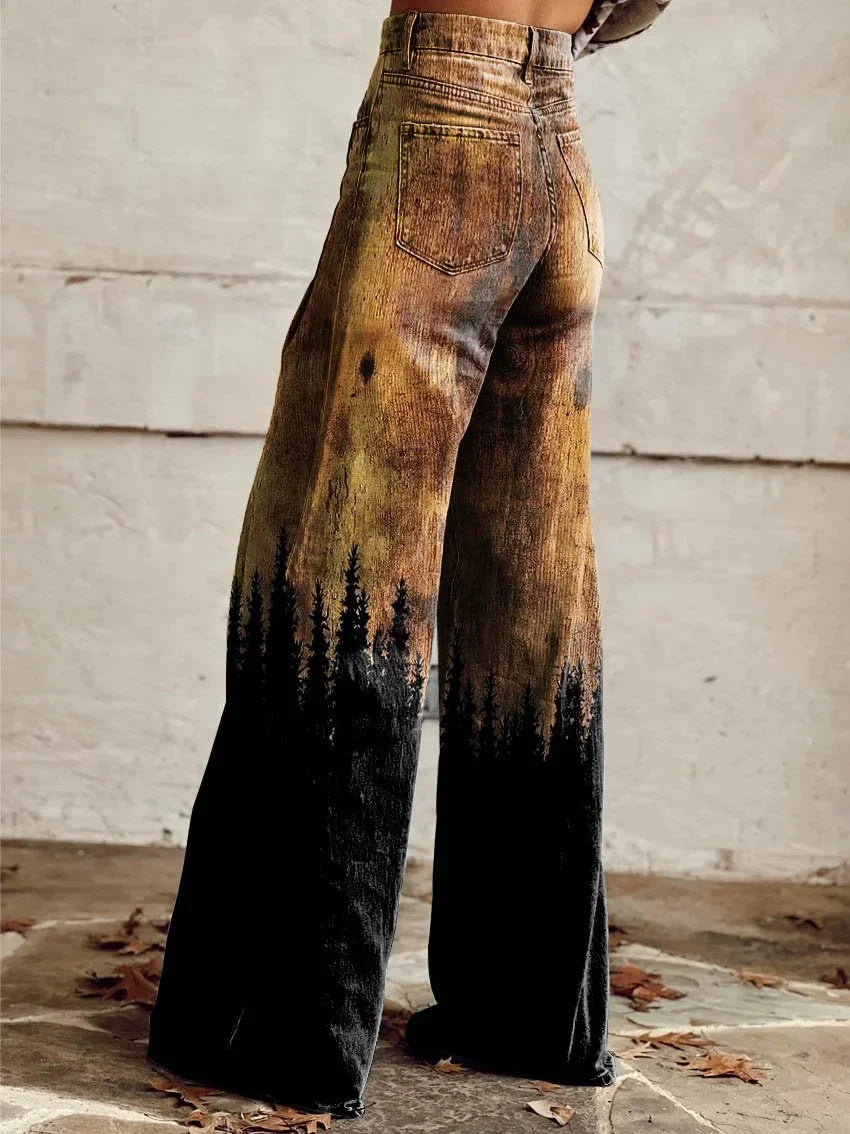 Joanna | Rustic Forest Wide-Leg Jeans
