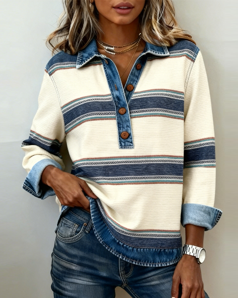 Long Sleeve Sweatshirt with Contrast Collar