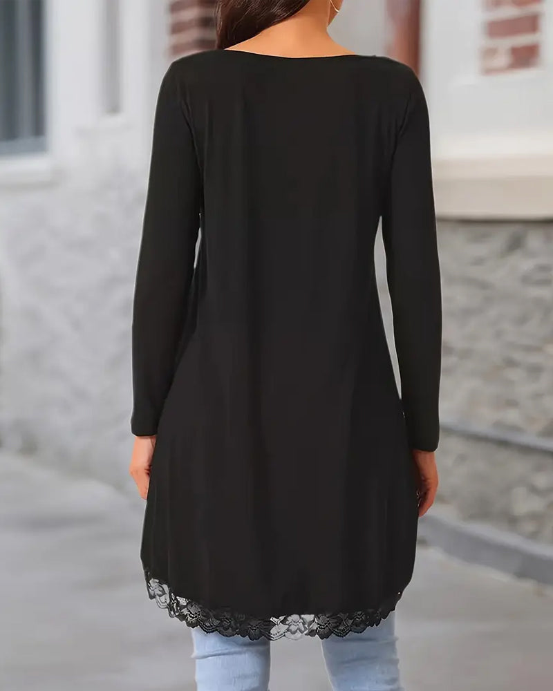 Irregular Long Sleeve Top with Mesh Panels