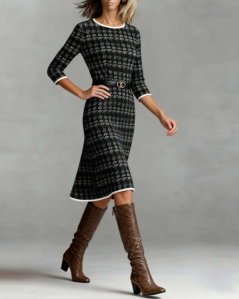 Round Neck Dress with Chanel Style