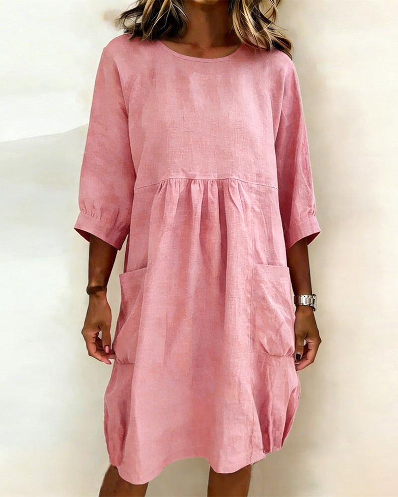 Dress Three Quarter Sleeve Loose