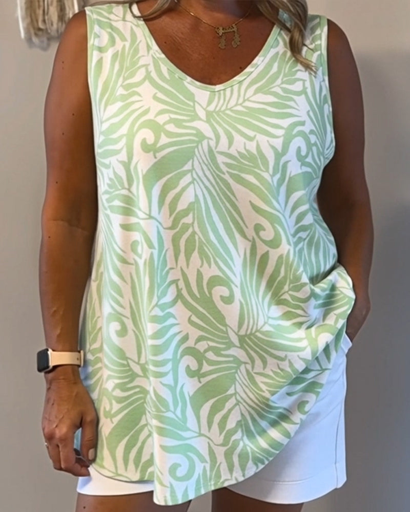 Loose Fit Printed Tank Tops
