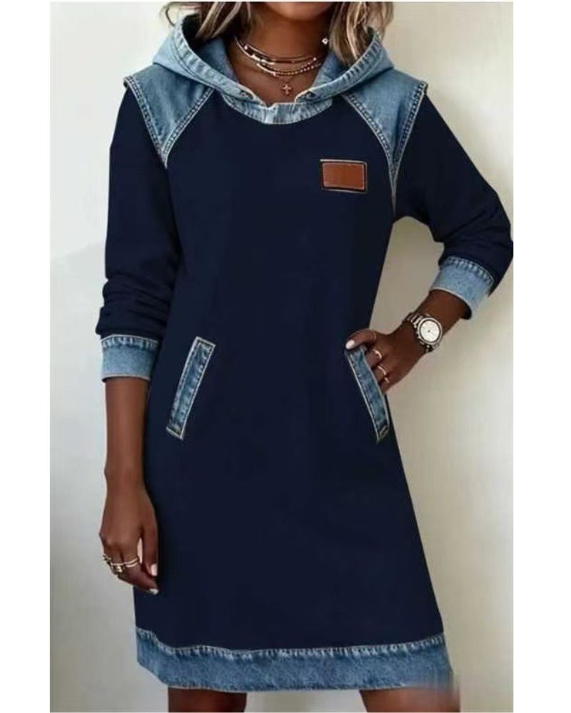 Denim Dress with Hood