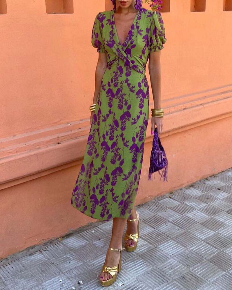 Bonnie | Elegant Floral Print Midi Dress