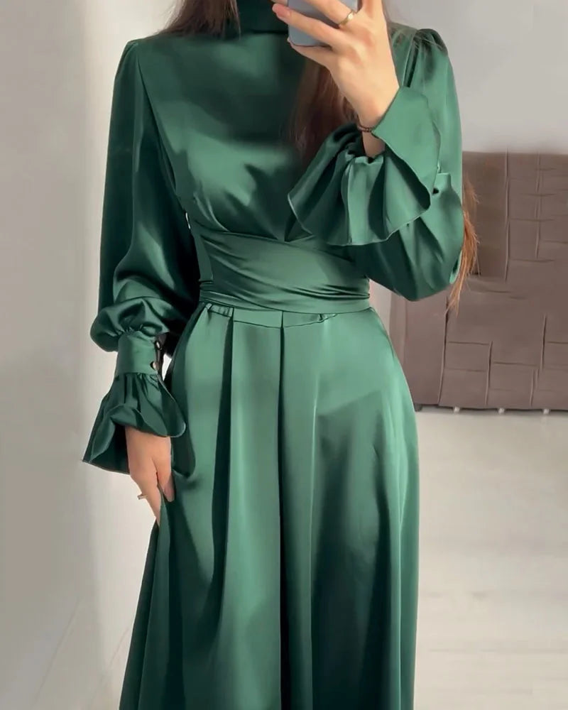 Ava | Satin Bishop Maxi Dress