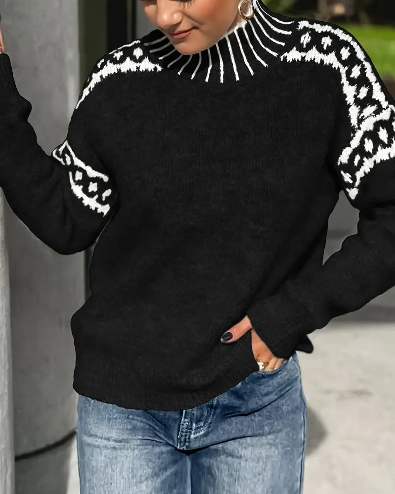 Contrast Printed Sweater