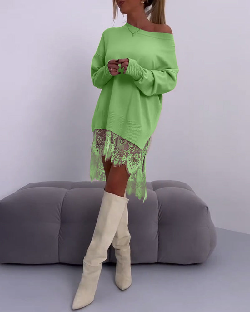 Solid Color Off-Shoulder Sweater