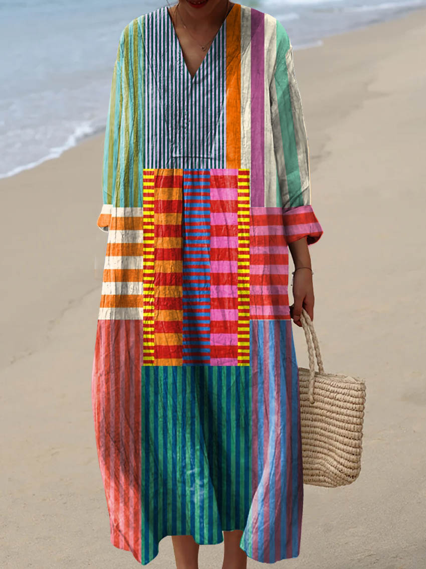 Abigail | Flowing Striped Patch Dress