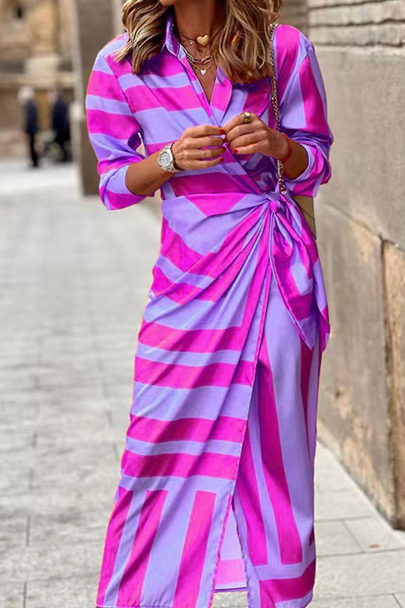 Brooke | Striped Button-Up Wrap Dress