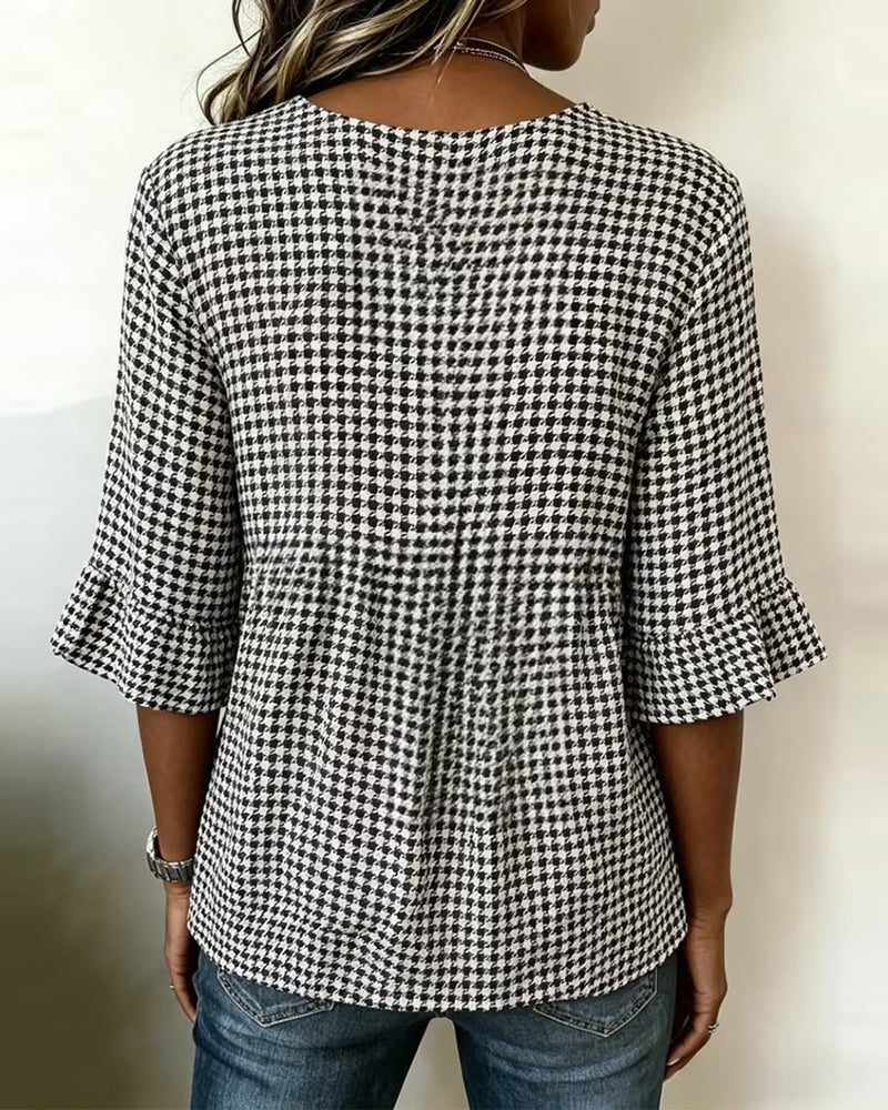 Houndstooth Blouse Trekking Relaxed