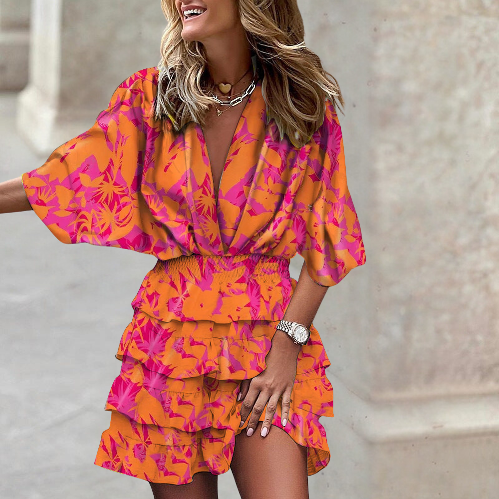 Erica | Tropical Print Ruffled Dress