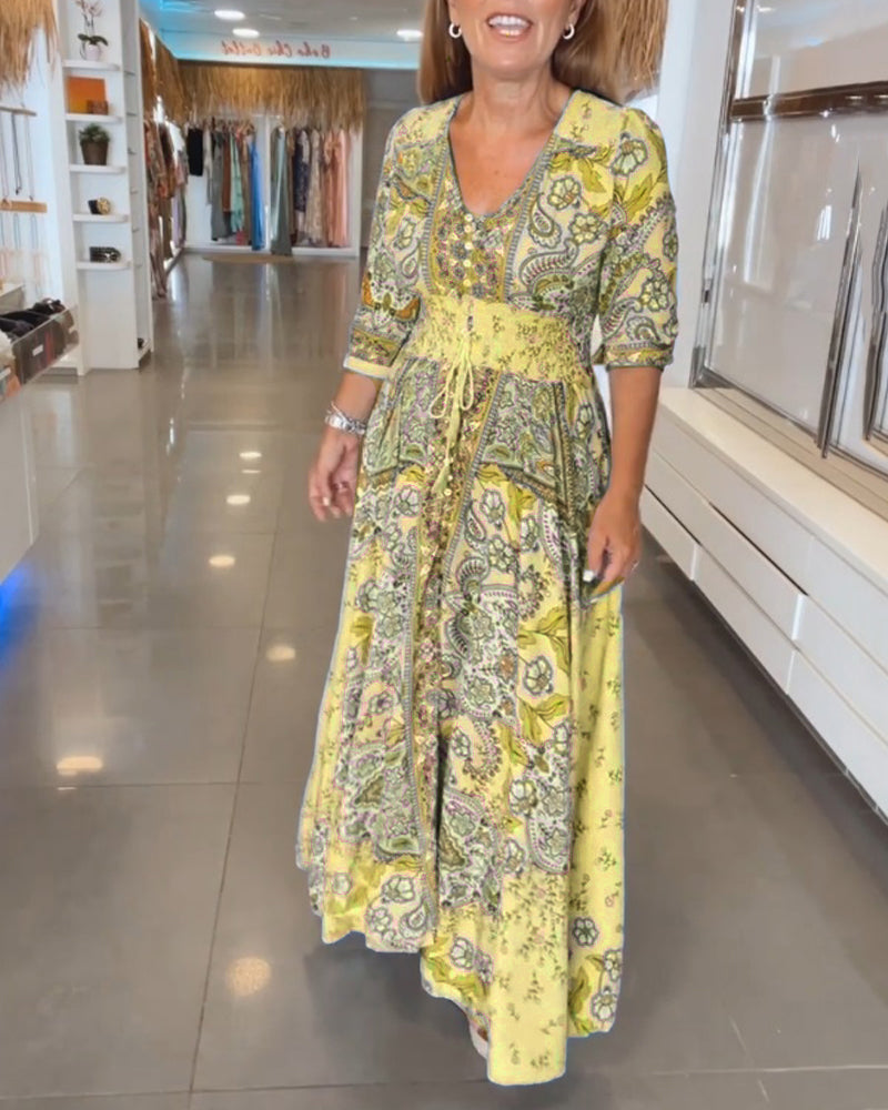 Karen | Bohemian Tie Waist Maxi Dress