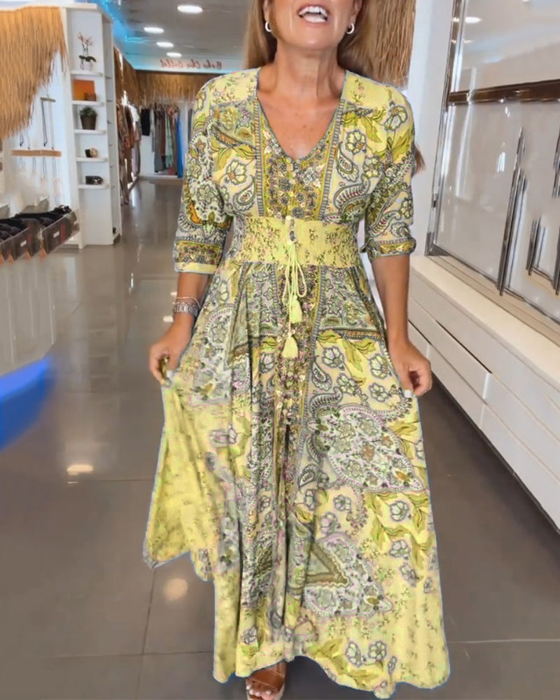 Karen | Bohemian Tie Waist Maxi Dress
