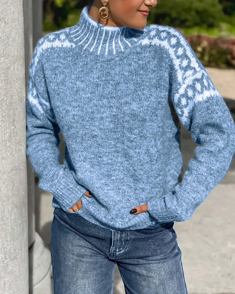 Contrast Printed Sweater