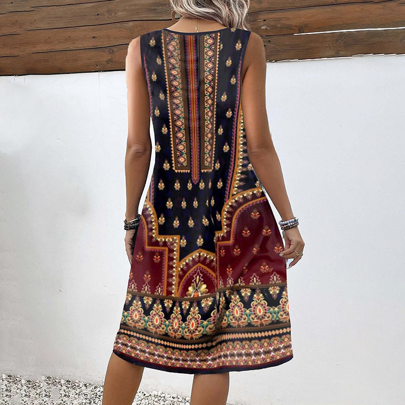 Louise | Sleeveless Black Embroidered Casual Dress