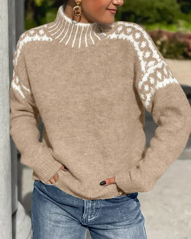 Contrast Printed Sweater