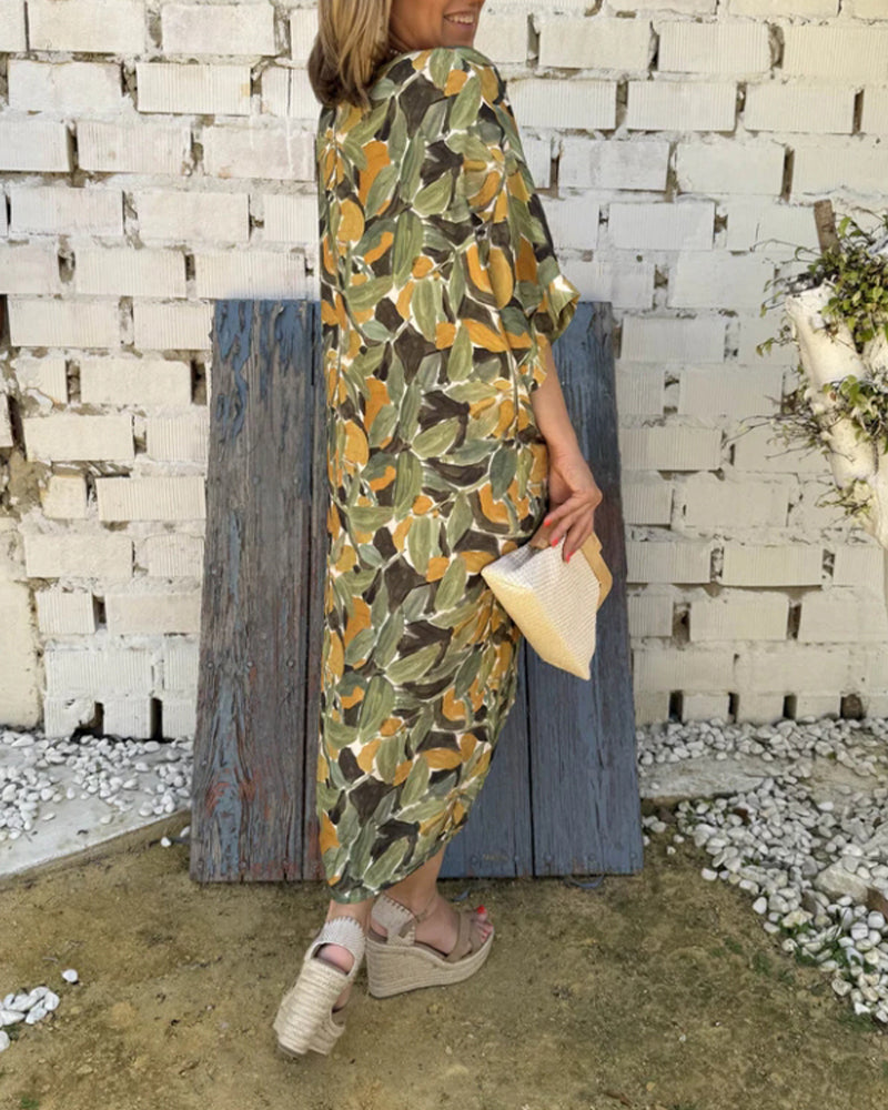 Dress with V-Neck and Twisted Pattern