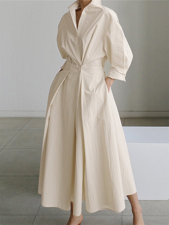Bethany | Crisp Collar Flow Maxi Dress