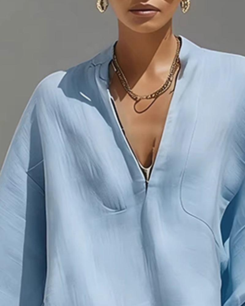 Set V-Neck Relaxed Sleeve Casual