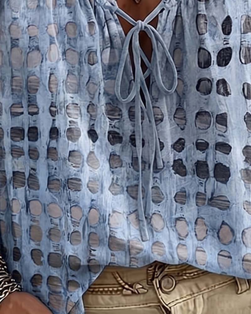 Blouse Polka Dot Pattern with Lacing