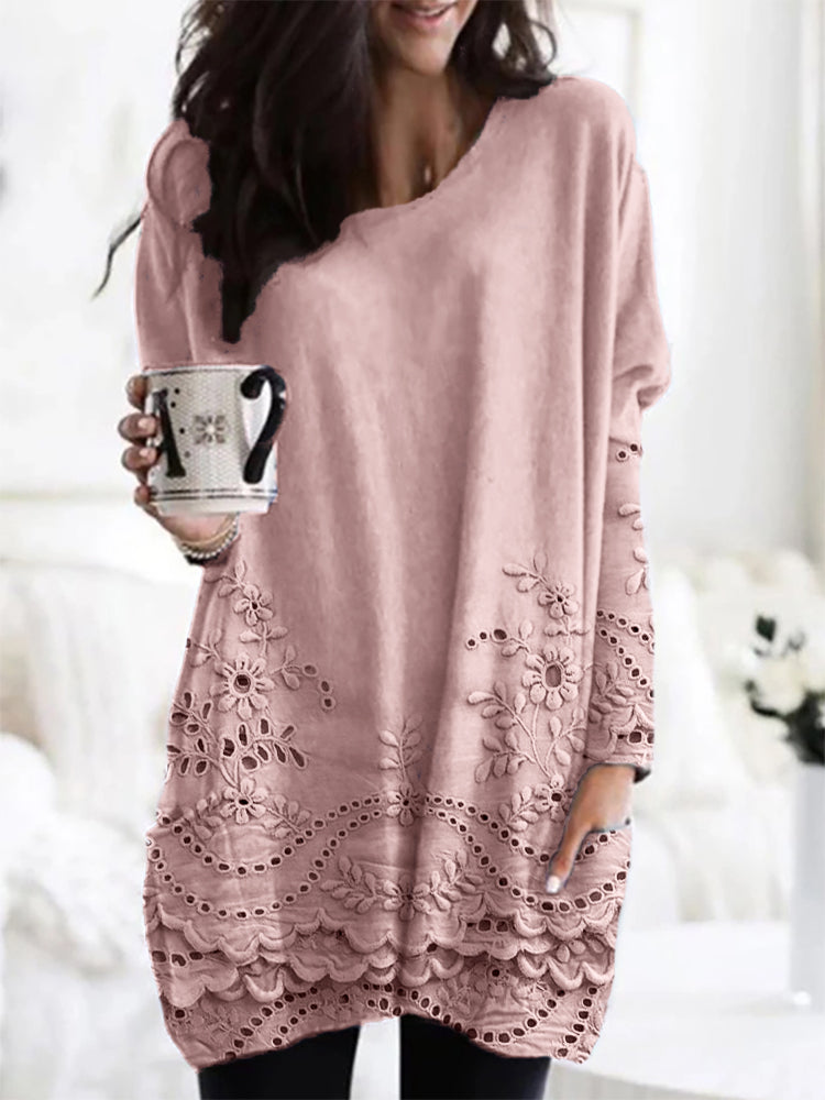 Lisa | Embroidered Floral Tunic with Pockets