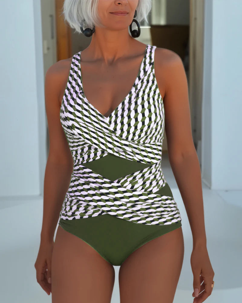 Swimsuit with Cross Over Design for Resort Casual Wear
