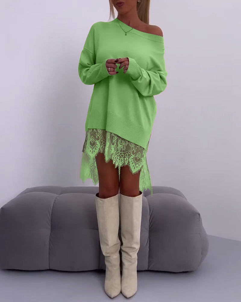 Solid Color Off-Shoulder Sweater