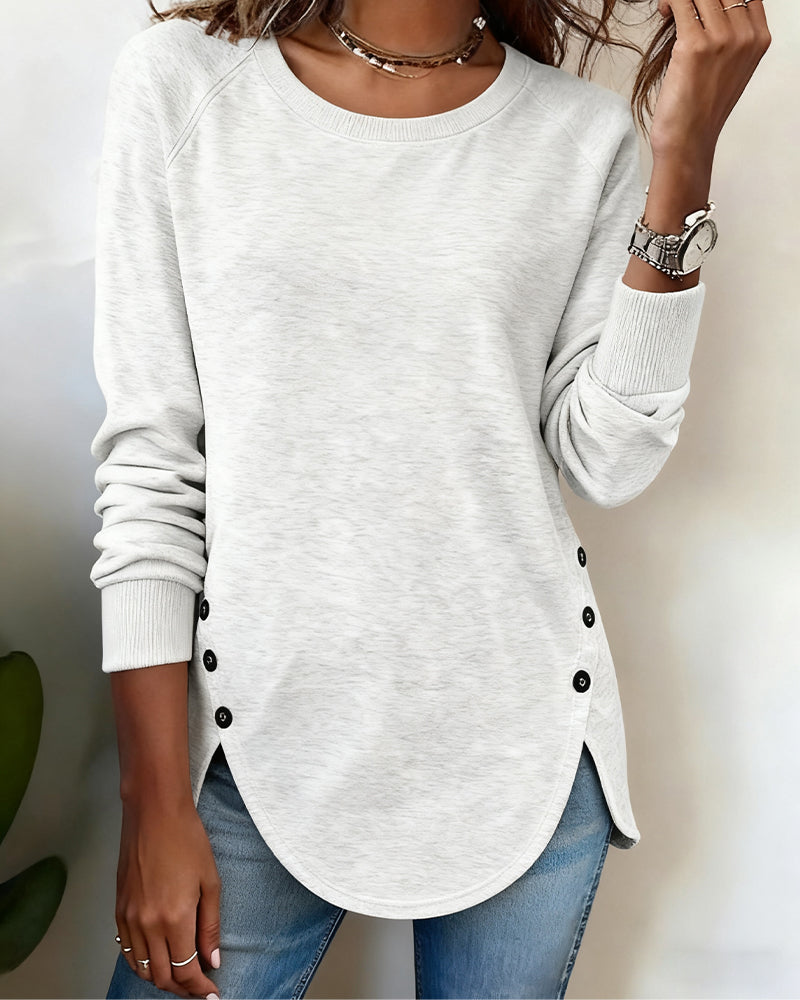 Irregular Hem Sweatshirt with Raglan Sleeves