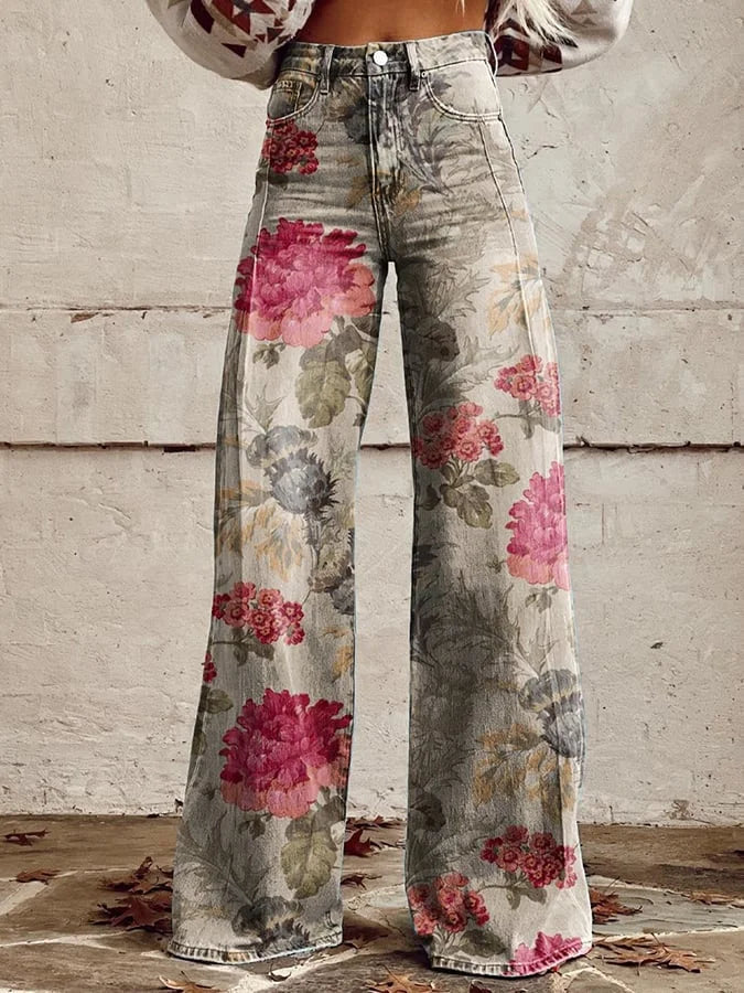 Abigail | Stylish Floral Wide-Leg Jeans