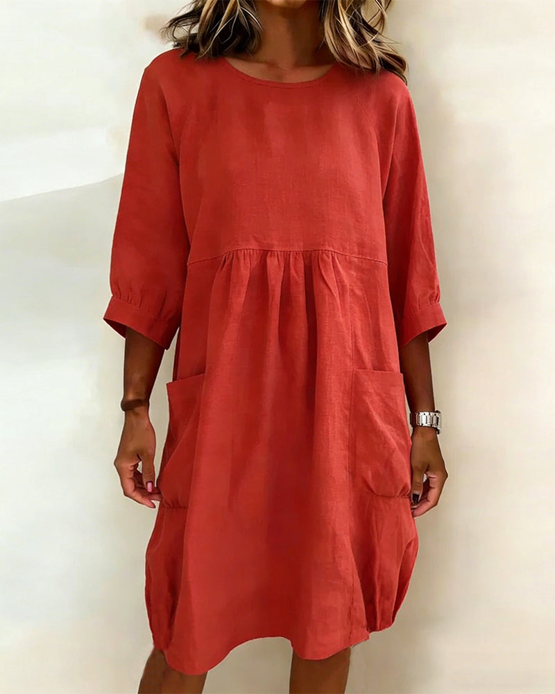 Dress Three Quarter Sleeve Loose