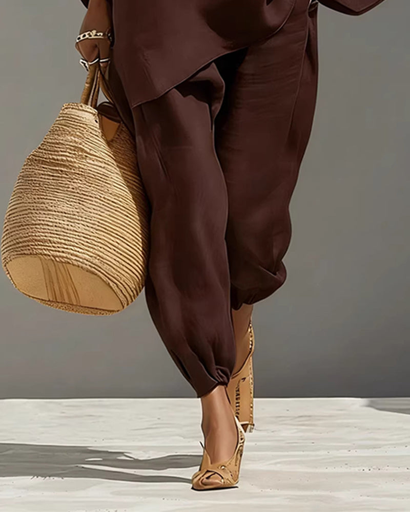 Set V-Neck Relaxed Sleeve Casual