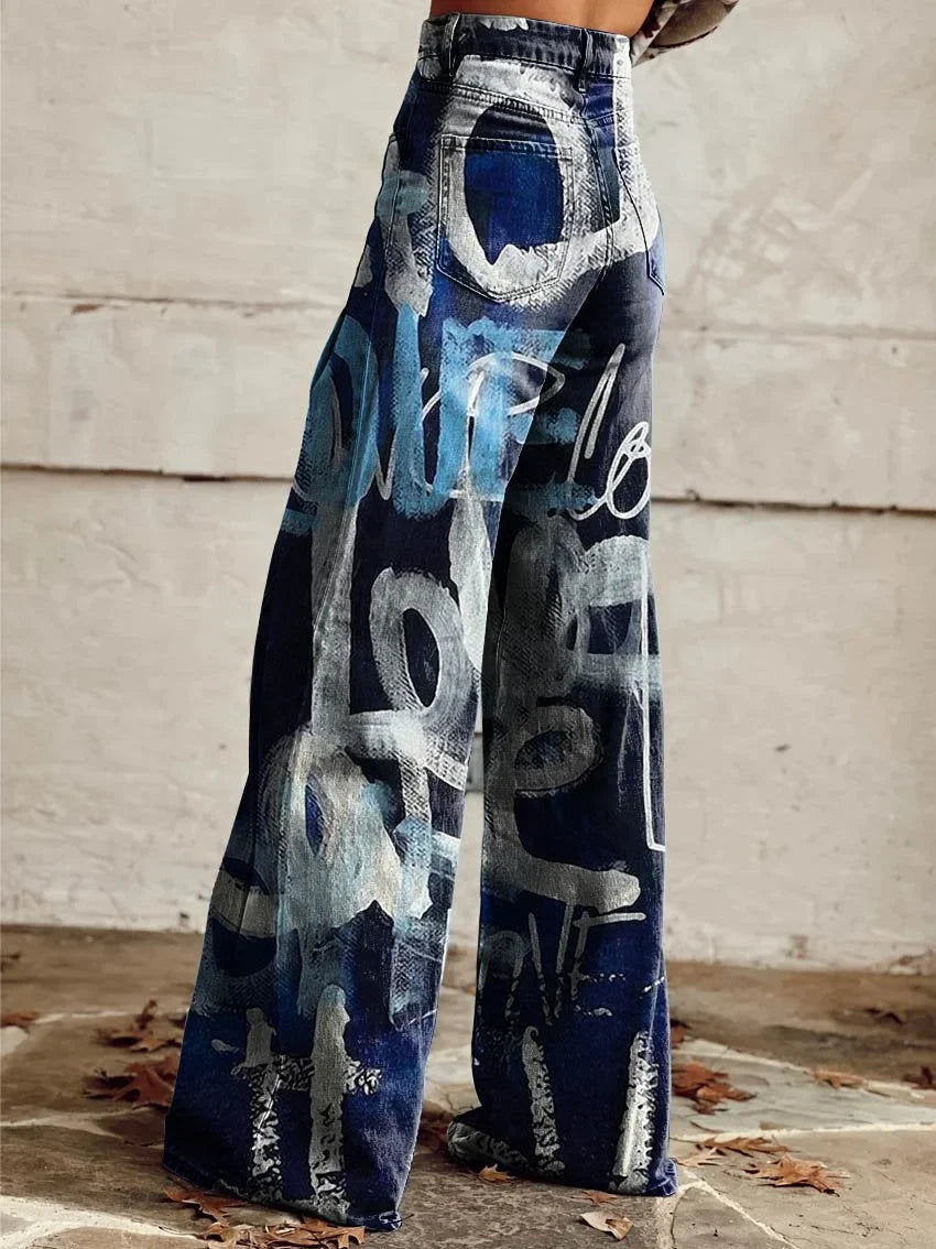 Charlotte | Artistic Printed Wide-Leg Pants