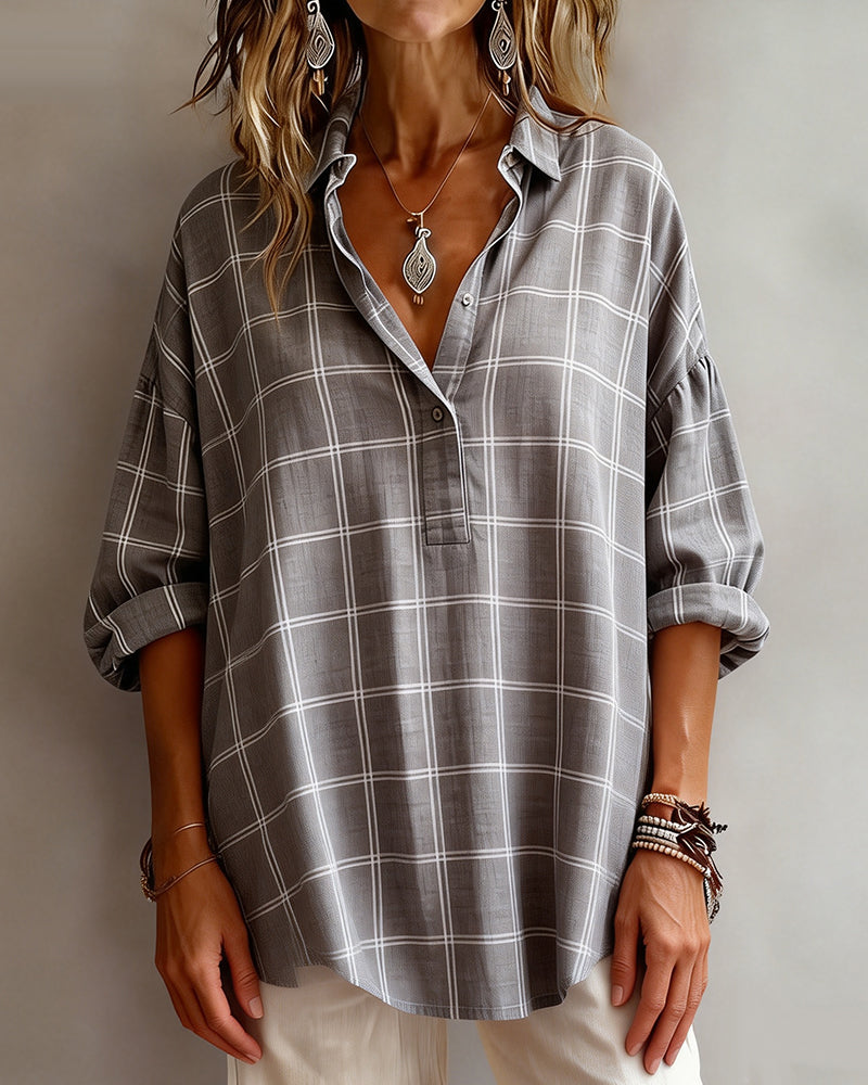 Sophisticated Checked Lapel Shirt
