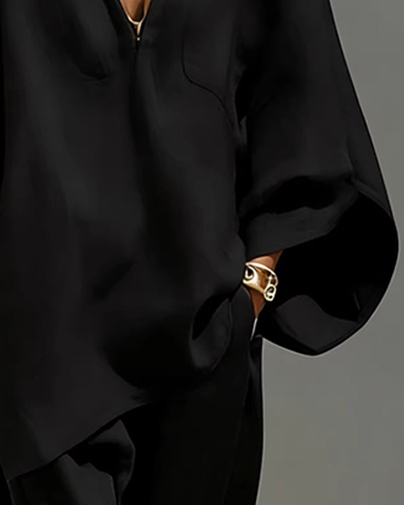 Set V-Neck Relaxed Sleeve Casual