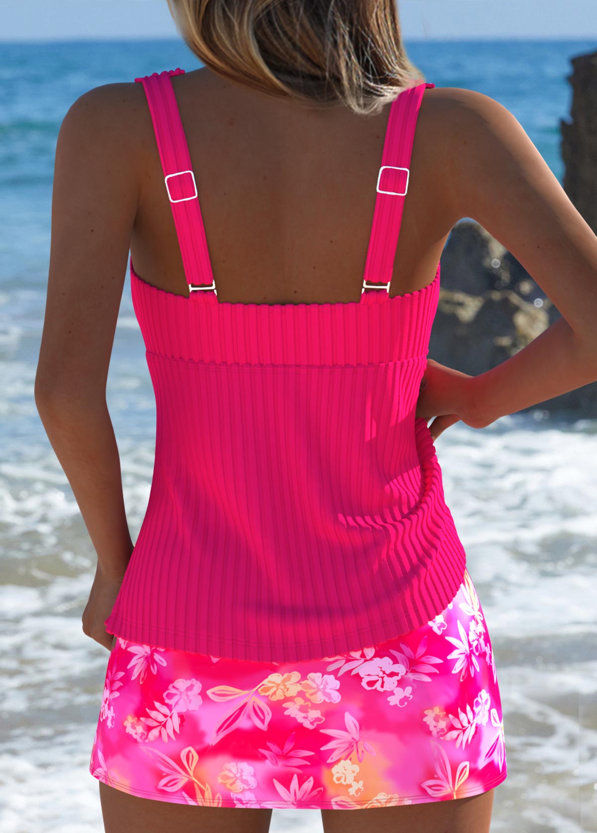 Eleanor | Stylish Pink Floral Swimwear Set
