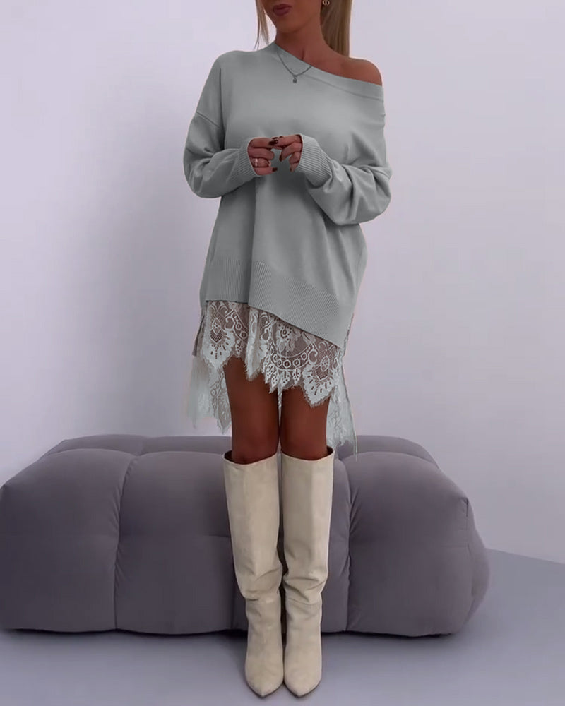 Solid Color Off-Shoulder Sweater