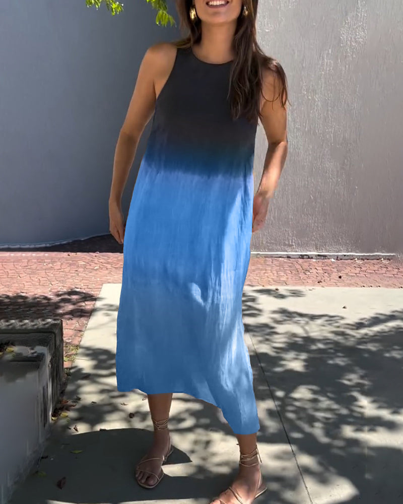 Melanie | Ombre Linen Sleeveless Dress