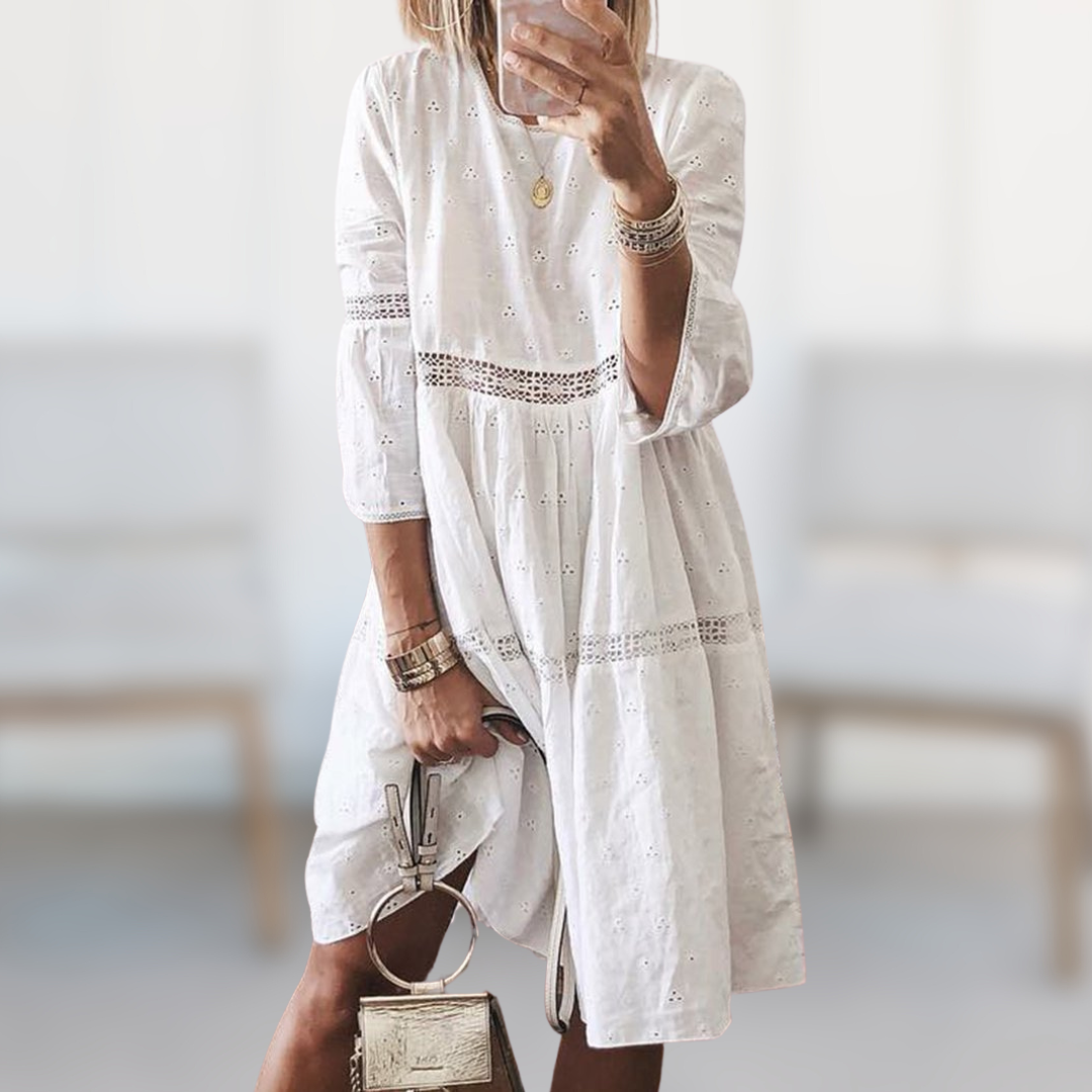 Jenna | Eyelet Detail A-Line Dress