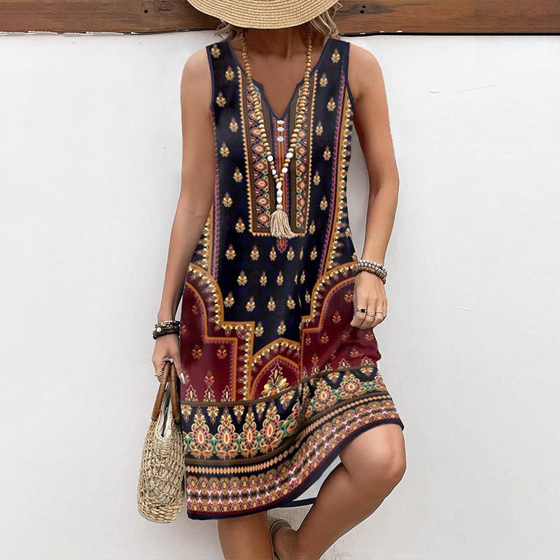 Louise | Sleeveless Black Embroidered Casual Dress