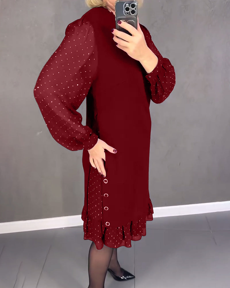 Elegant Polka Dot Dress with Long Sleeves
