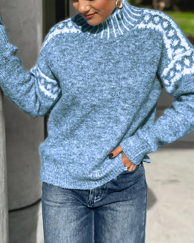 Contrast Printed Sweater