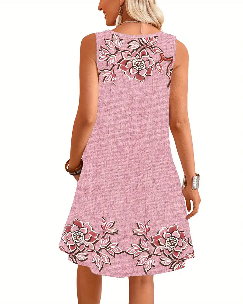 Sleeveless Denim-Look Dress