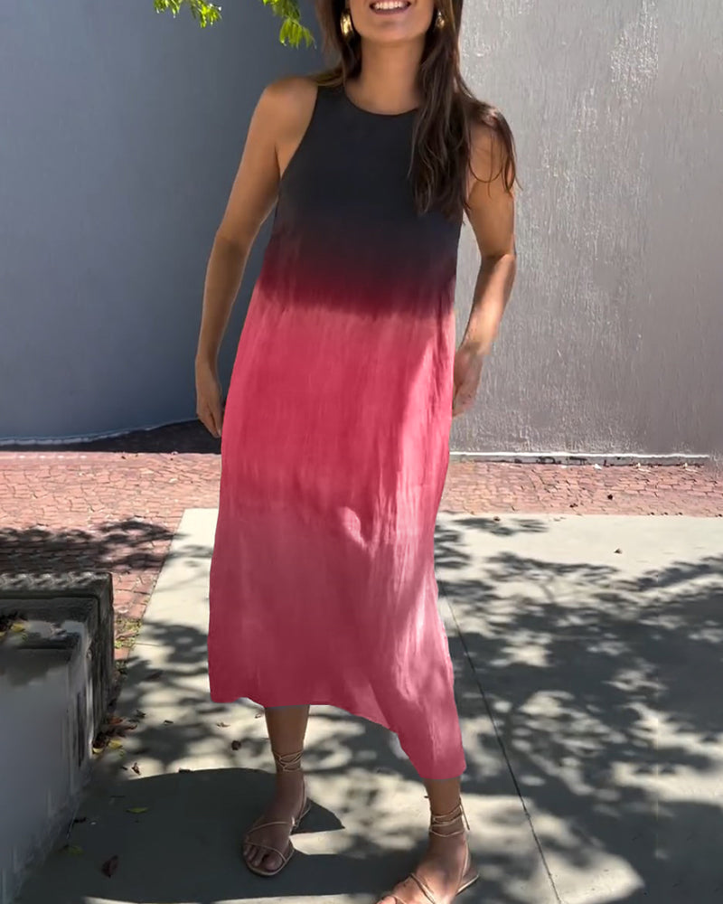 Melanie | Ombre Linen Sleeveless Dress
