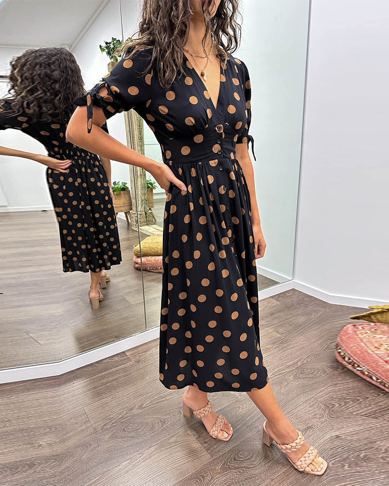 Monique™ | Elegant Polka Dot Dress