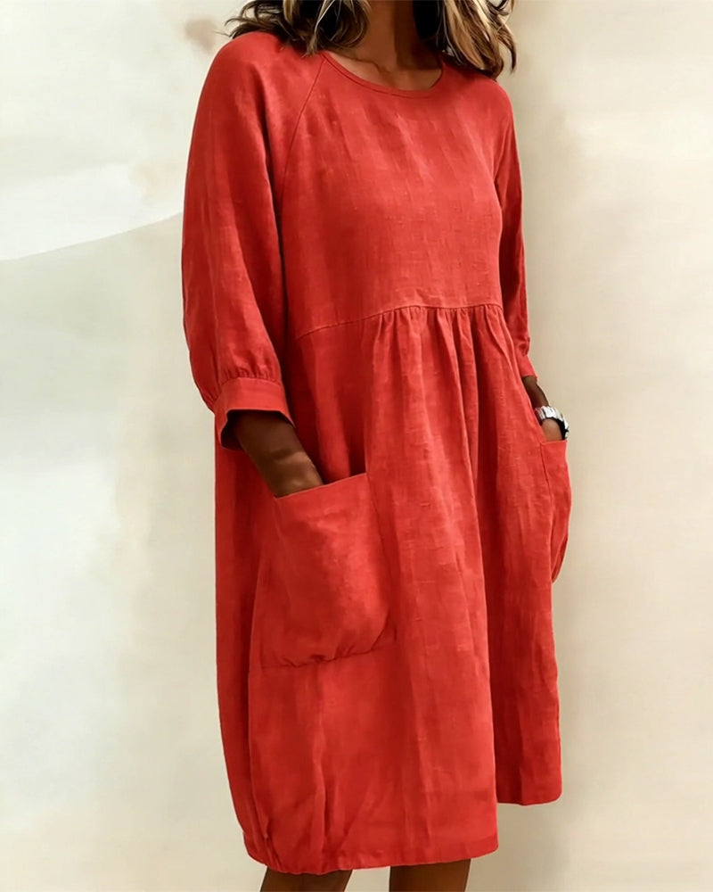 Dress Three Quarter Sleeve Loose