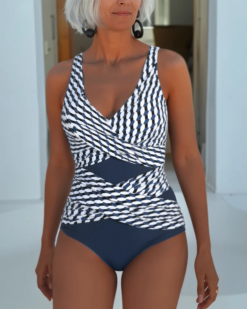 Swimsuit with Cross Over Design for Resort Casual Wear
