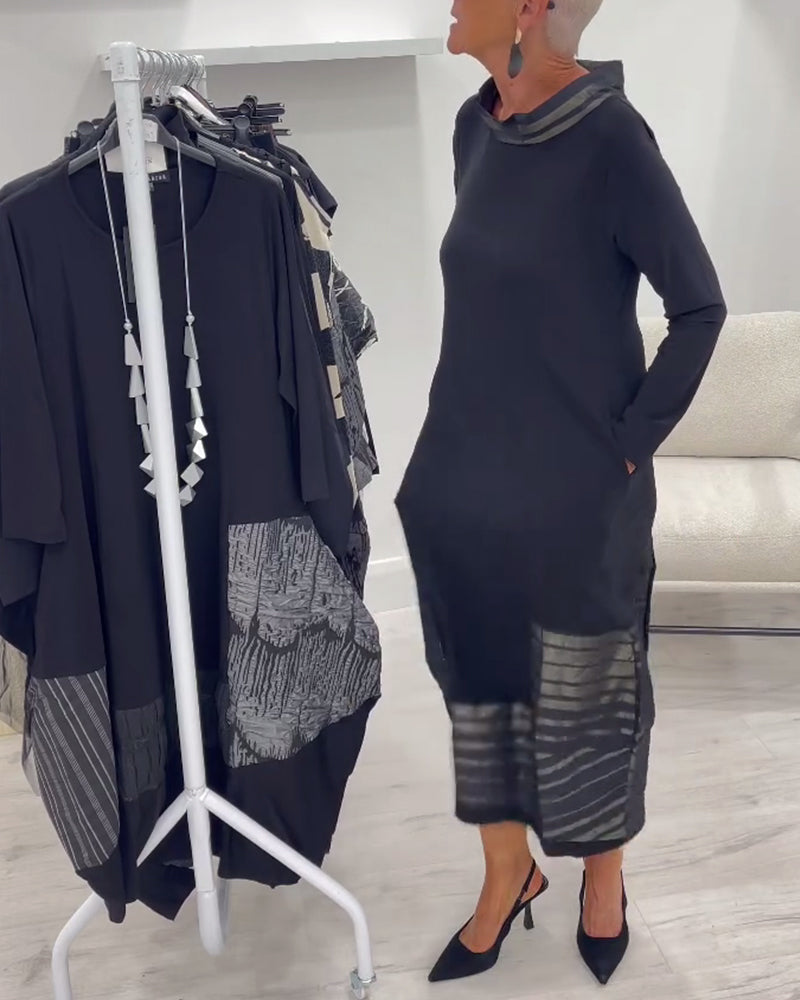 Trendy Solid Color Dress with Panels